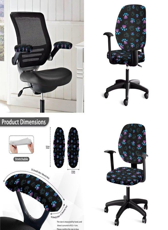 Wanzuoeng Universal Stretchy Computer Office Chair Covers Set of 4, Dog Paw Print Office Desk Chair Seat Cover with Armrest Covers, Soft Comfortable Boss Chair Covers Computer Chair Slipcovers - Image 2